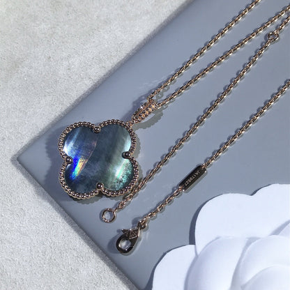 [RAFFINE]CLOVER 25MM GOLD DARK MOP BIG CLOVER NECKLACE