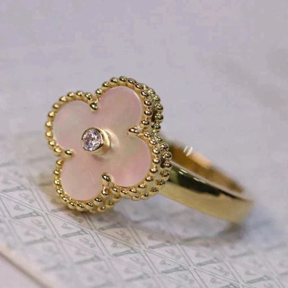 [Raffine]CLOVER PINK MOP RING GOLD DIAMANT
