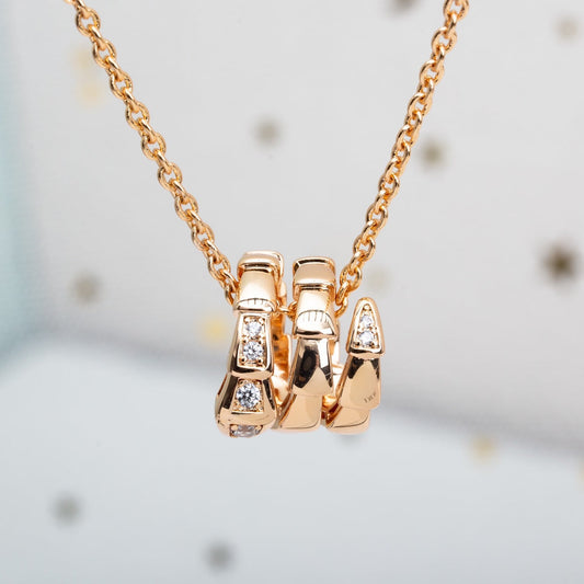 [RAFFINE] COLLAR SERPENTI DE ORO ROSA CON DIAMANTE