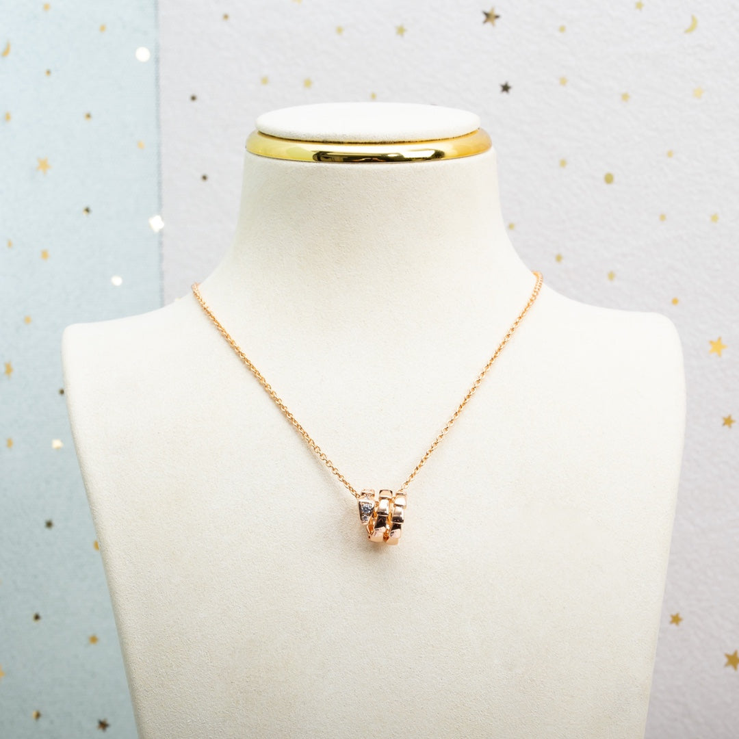 [RAFFINE] COLLAR SERPENTI DE ORO ROSA CON DIAMANTE