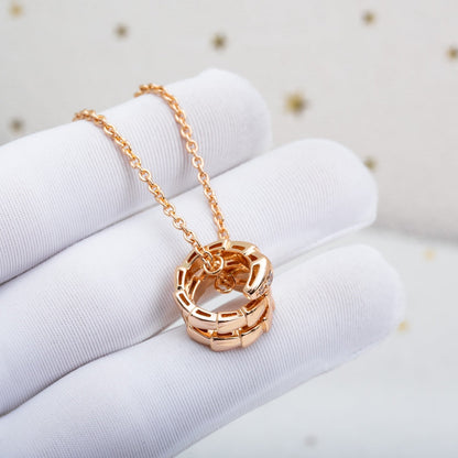 [RAFFINE] COLLAR SERPENTI DE ORO ROSA CON DIAMANTE
