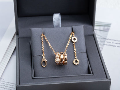 [RAFFINE] COLLAR SERPENTI DE ORO ROSA CON DIAMANTE