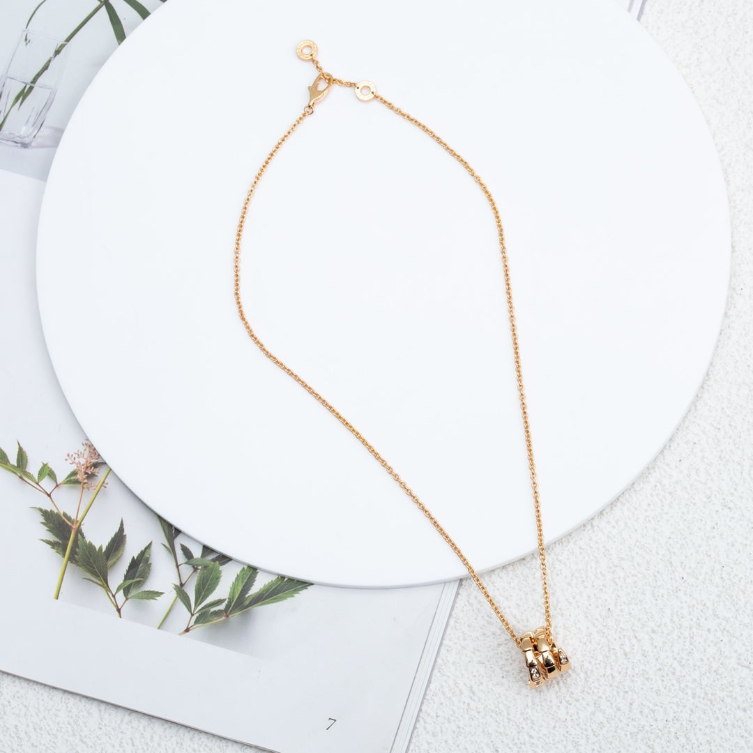[RAFFINE] COLLAR SERPENTI DE ORO ROSA CON DIAMANTE