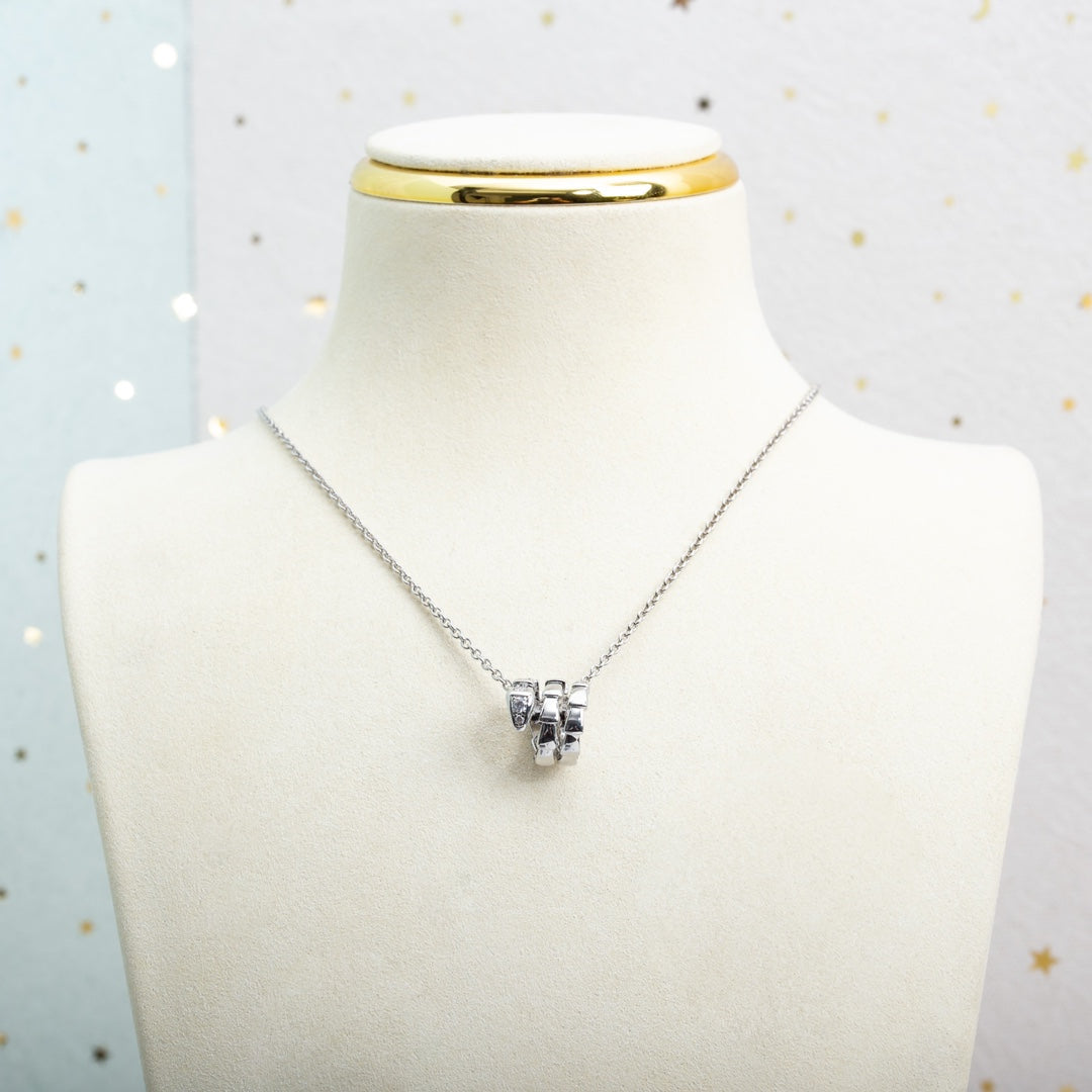 [RAFFINE]COLLAR SERPENTI DE PLATA CON DIAMANTE