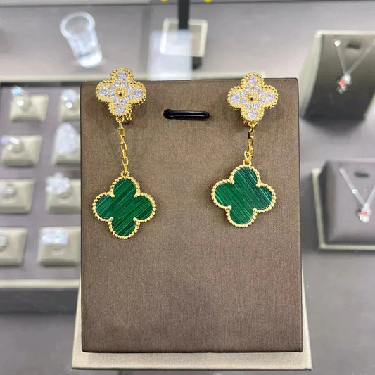 [RAFFINE]CLOVER  2 MOTIFS  DIAMOND  EARRINGS (MULTIPLE CHOICESç´