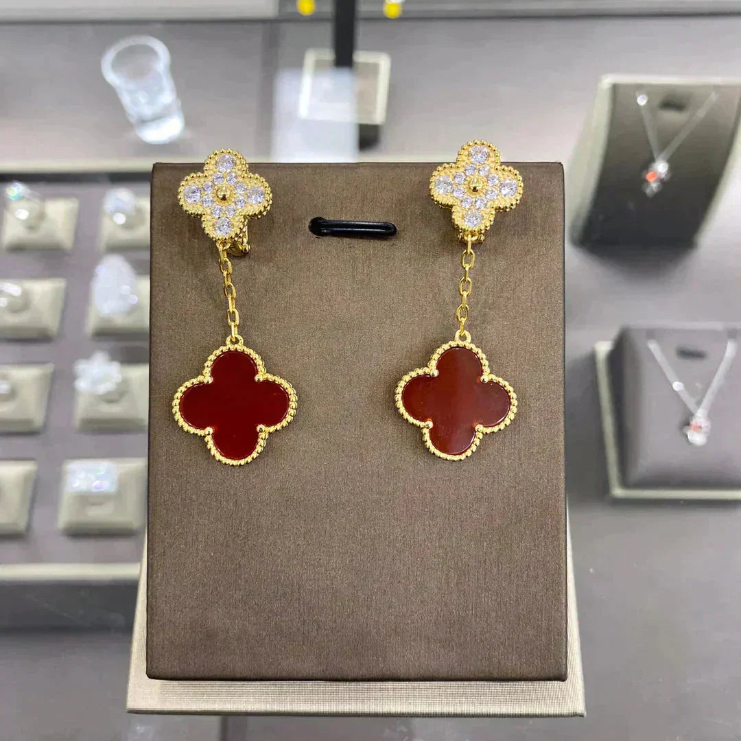 [RAFFINE]CLOVER  2 MOTIFS  DIAMOND  EARRINGS (MULTIPLE CHOICESç´