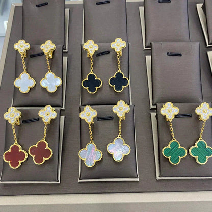 [RAFFINE]CLOVER  2 MOTIFS  DIAMOND  EARRINGS (MULTIPLE CHOICESç´