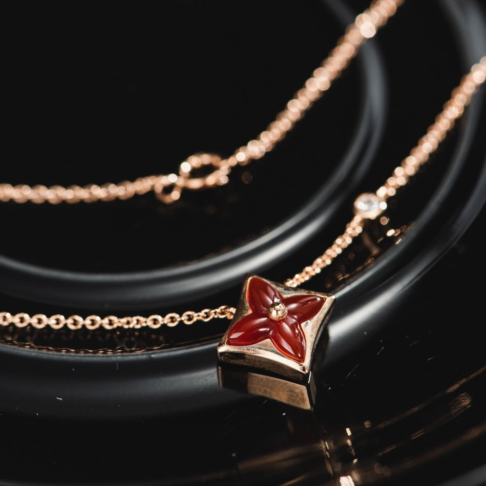 [RAFFINE]STAR NECKLACE PINK GOLD 1 DIAMOND