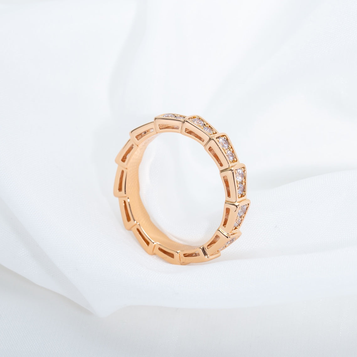 [RAFFINE]ANILLO SERPENTI ORO ROSA CON DIAMANTES PAVÉ 3MM