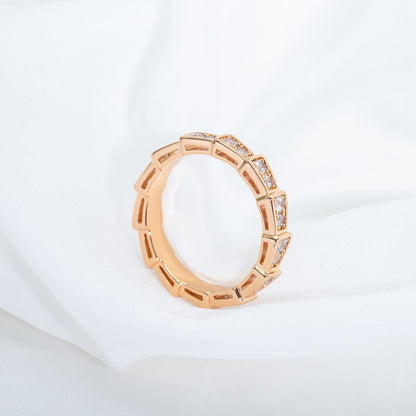 [RAFFINE]ANILLO SERPENTI ORO ROSA CON DIAMANTES PAVÉ 3MM