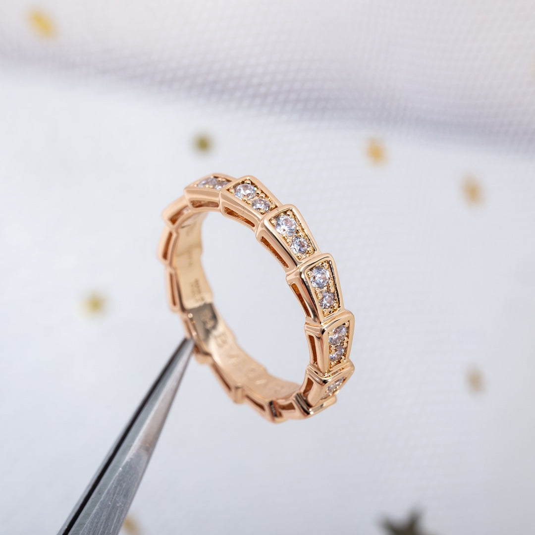 [RAFFINE]ANILLO SERPENTI ORO ROSA CON DIAMANTES PAVÉ 3MM