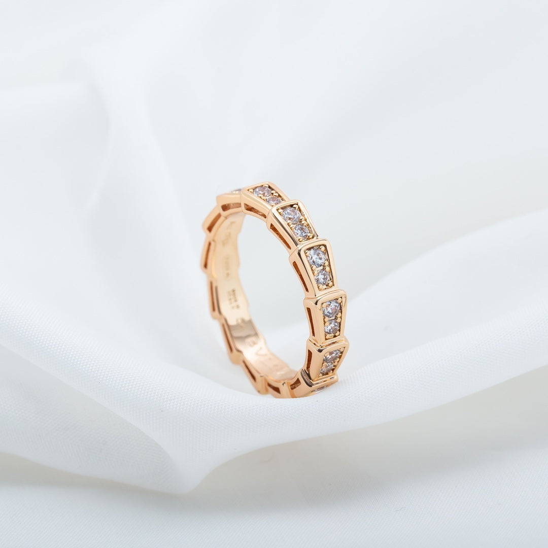 [RAFFINE]ANILLO SERPENTI ORO ROSA CON DIAMANTES PAVÉ 3MM