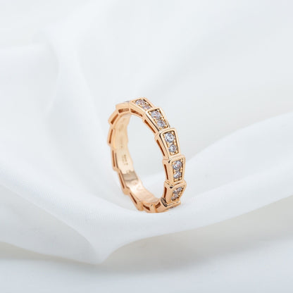 [RAFFINE]ANILLO SERPENTI ORO ROSA CON DIAMANTES PAVÉ 3MM