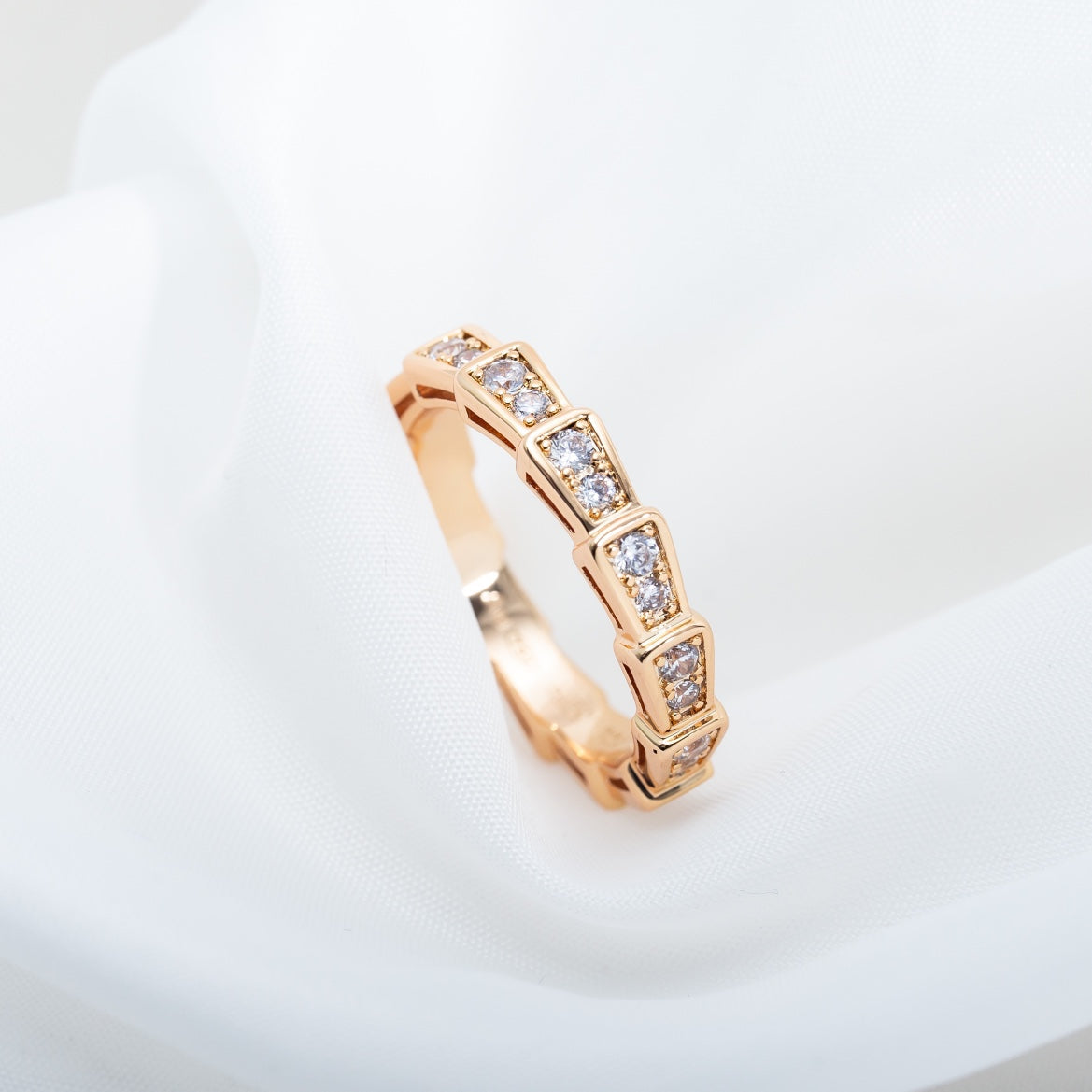 [RAFFINE]ANILLO SERPENTI ORO ROSA CON DIAMANTES PAVÉ 3MM