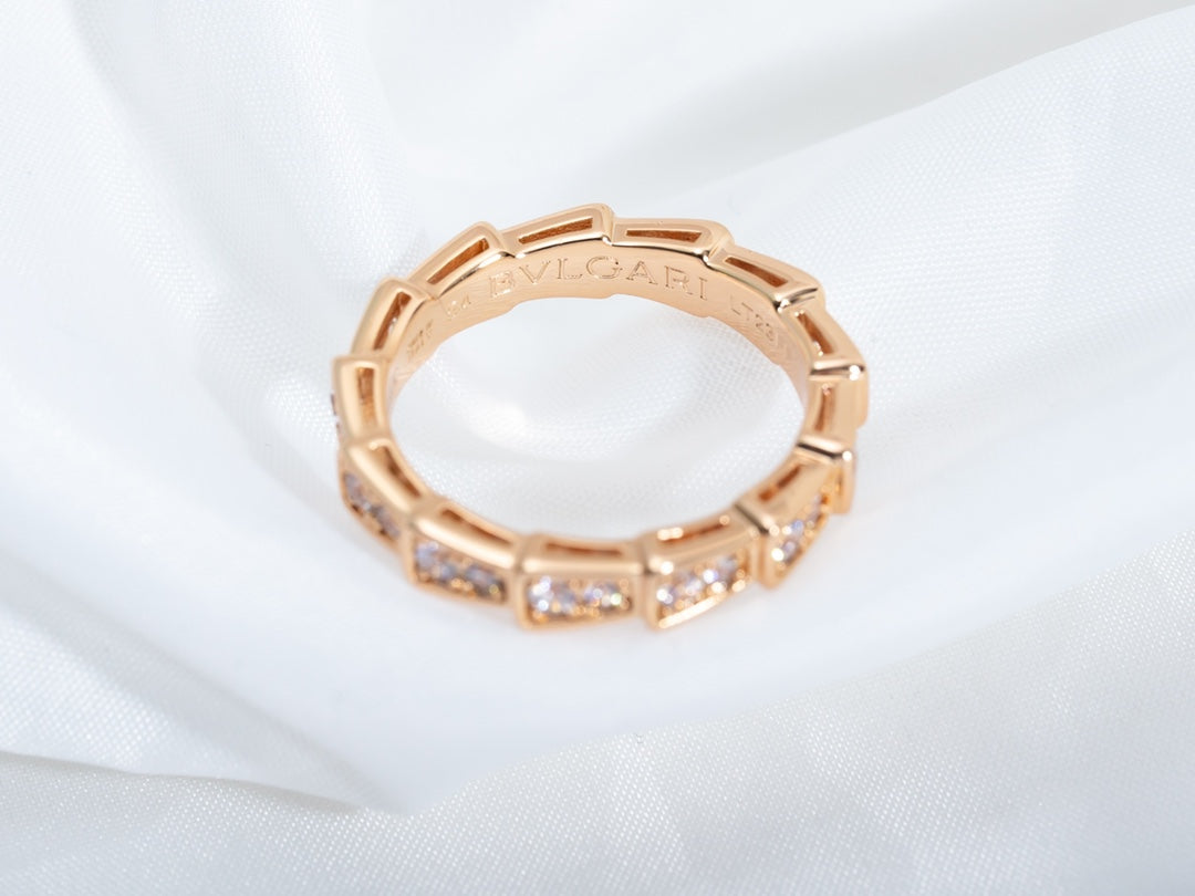[RAFFINE]ANILLO SERPENTI ORO ROSA CON DIAMANTES PAVÉ 3MM