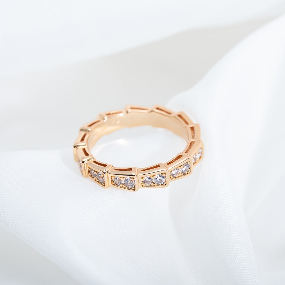 [RAFFINE]ANILLO SERPENTI ORO ROSA CON DIAMANTES PAVÉ 3MM