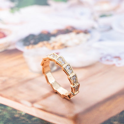 [RAFFINE]ANILLO SERPENTI ORO ROSA CON DIAMANTES PAVÉ 3MM