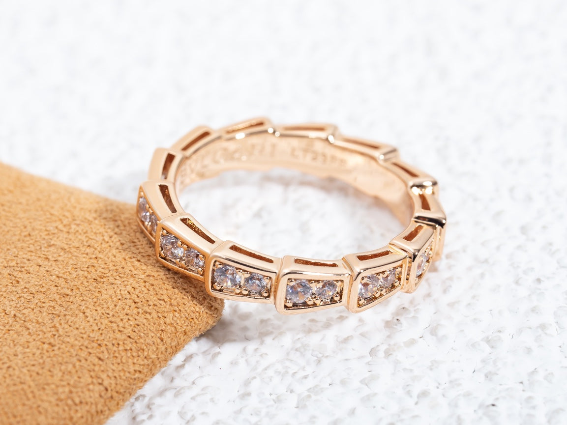 [RAFFINE]ANILLO SERPENTI ORO ROSA CON DIAMANTES PAVÉ 3MM