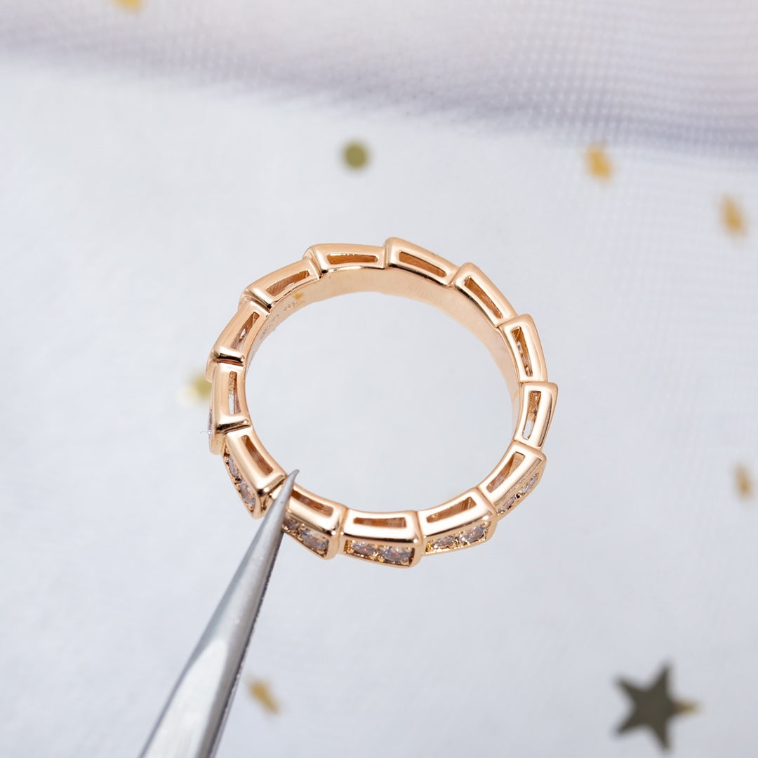 [RAFFINE]ANILLO SERPENTI ORO ROSA CON DIAMANTES PAVÉ 3MM