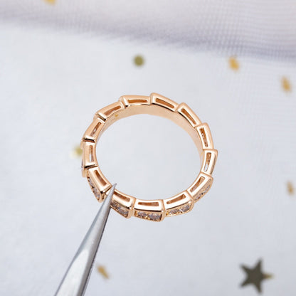 [RAFFINE]ANILLO SERPENTI ORO ROSA CON DIAMANTES PAVÉ 3MM