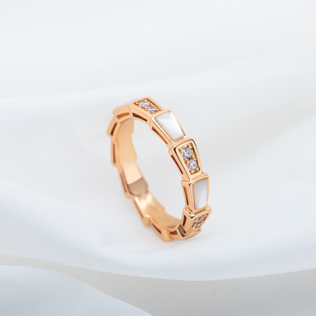 [RAFFINE]ANILLO SERPENTI ORO ROSA DIAMANTE MOP 3MM