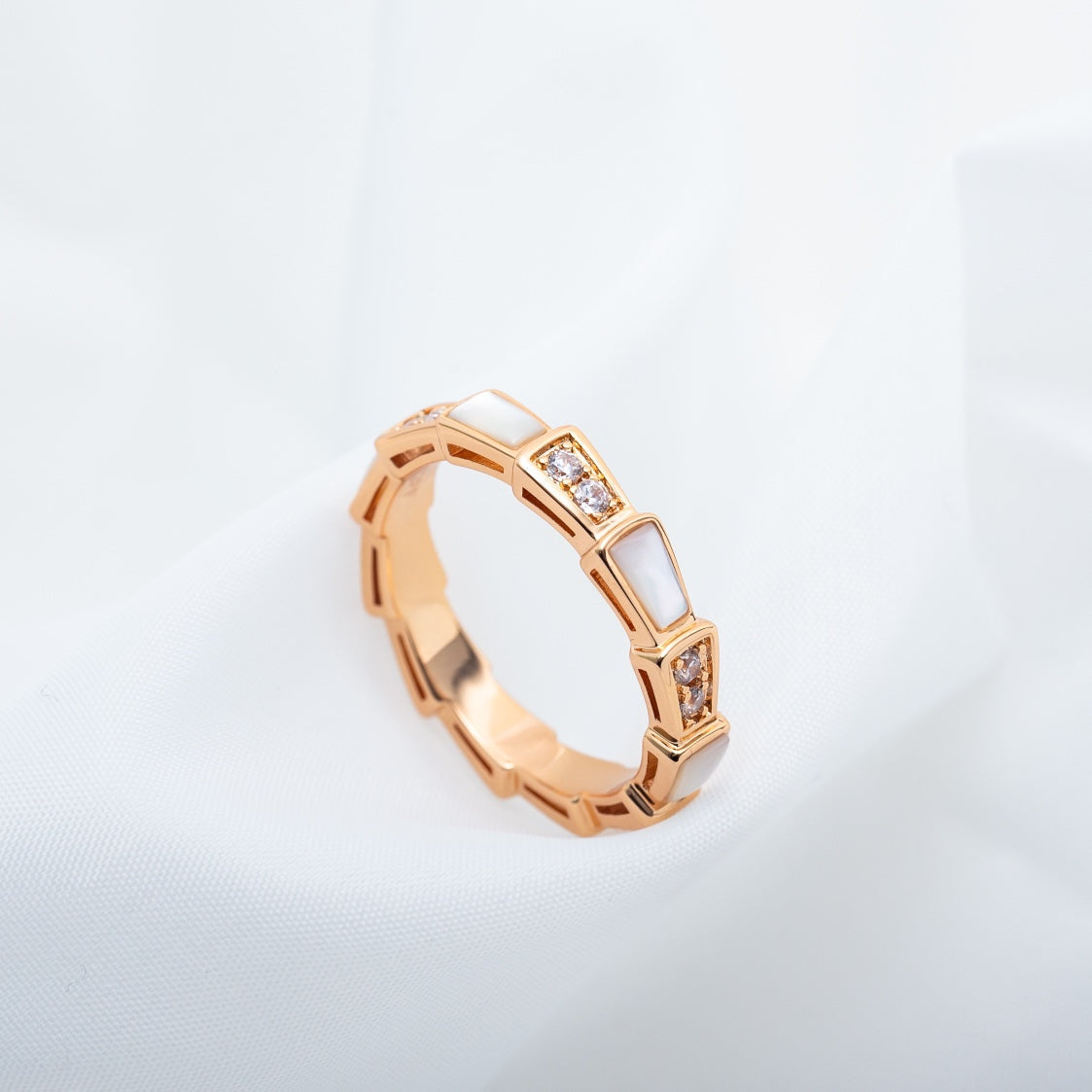 [RAFFINE]ANILLO SERPENTI ORO ROSA DIAMANTE MOP 3MM