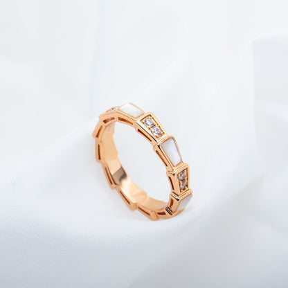 [RAFFINE]ANILLO SERPENTI ORO ROSA DIAMANTE MOP 3MM