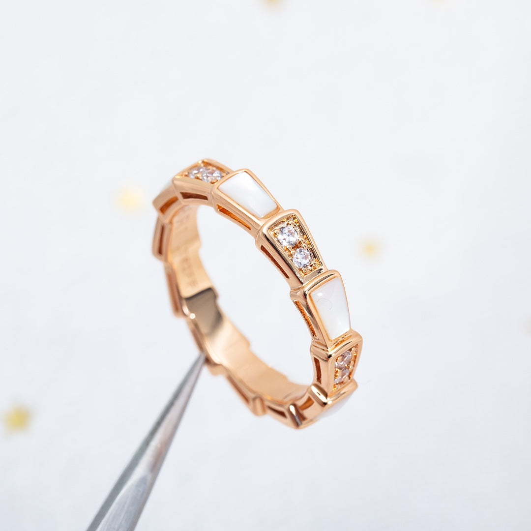 [RAFFINE]ANILLO SERPENTI ORO ROSA DIAMANTE MOP 3MM