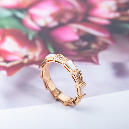 [RAFFINE]ANILLO SERPENTI ORO ROSA DIAMANTE MOP 3MM