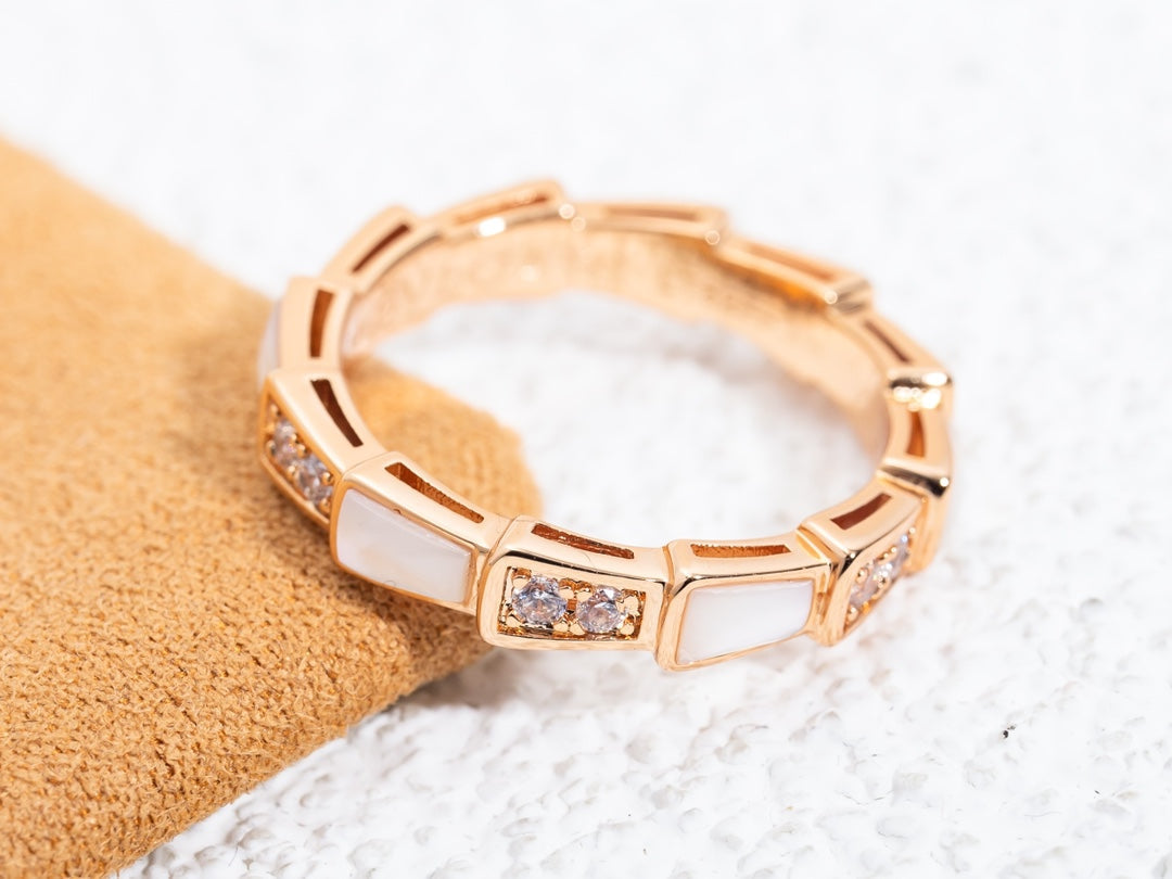 [RAFFINE]ANILLO SERPENTI ORO ROSA DIAMANTE MOP 3MM