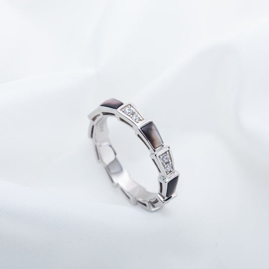 [RAFFINE]SERPENTI RING SILVER  DIAMOND BLACK MOP 3MM