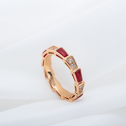 [RAFFINE]SERPENTI RING PINK GOLD CARNELIAN DIAMOND 3MM