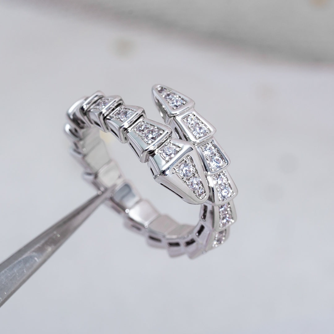 [RAFFINE]SERPENTI RING SILVER DIAMOND PAVED 4MM