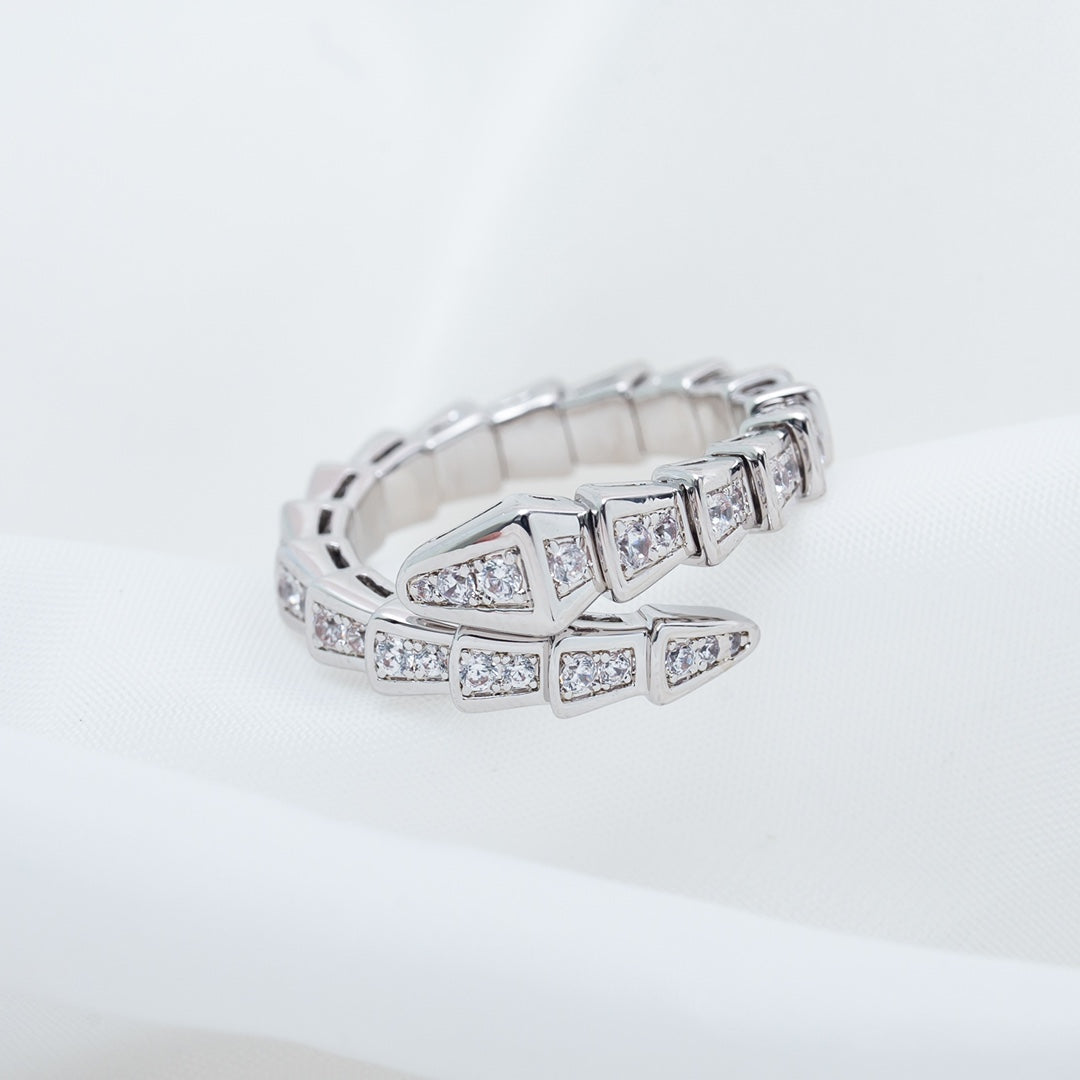 [RAFFINE]SERPENTI RING SILVER DIAMOND PAVED 4MM