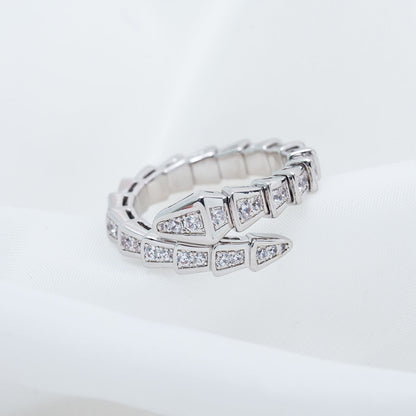 [RAFFINE]SERPENTI RING SILVER DIAMOND PAVED 4MM