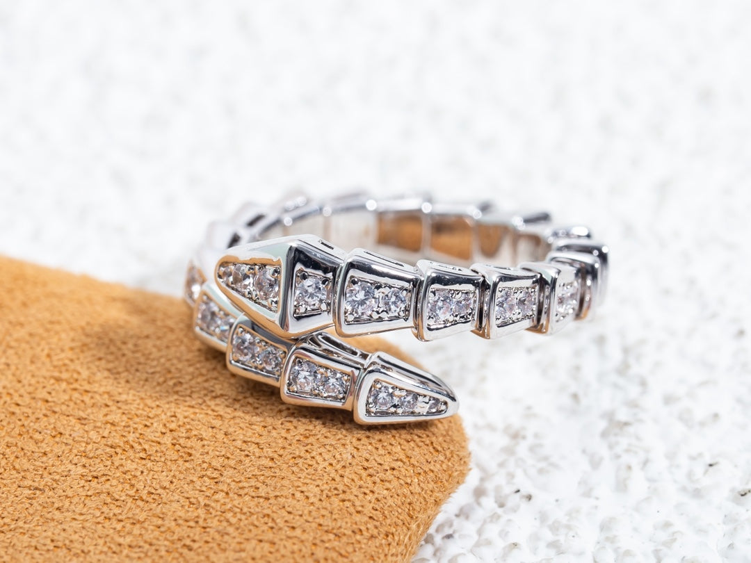 [RAFFINE]SERPENTI RING SILVER DIAMOND PAVED 4MM