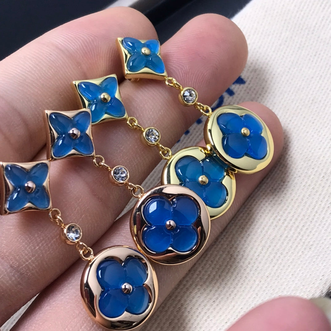 [RAFFINE]STAR AND SUN AGATE DIAMOND EARRINGS
