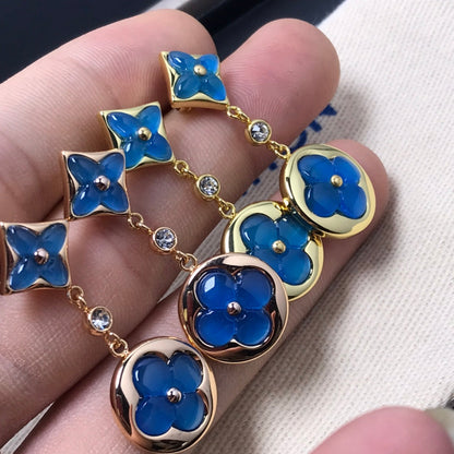 [RAFFINE]STAR AND SUN AGATE DIAMOND EARRINGS