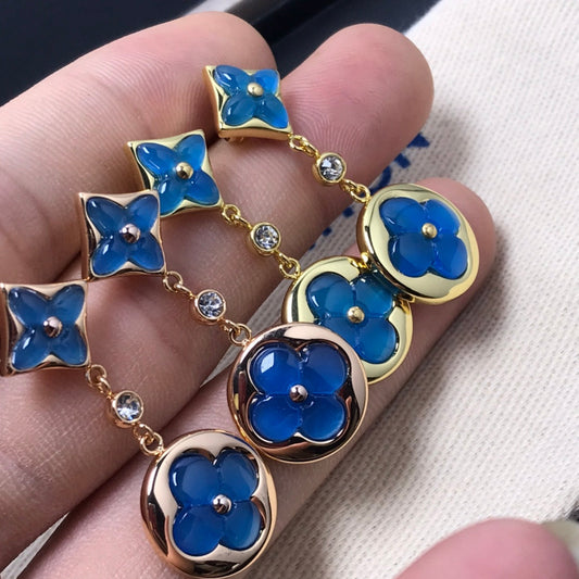 [Raffine]Ohrringe mit Stern- und Sonnenachat-Diamanten