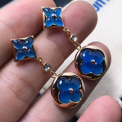 [RAFFINE]STAR AND SUN AGATE DIAMOND EARRINGS