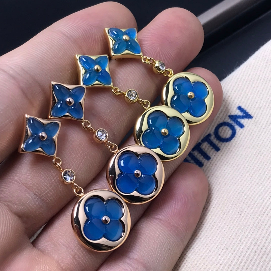 [RAFFINE]STAR AND SUN AGATE DIAMOND EARRINGS