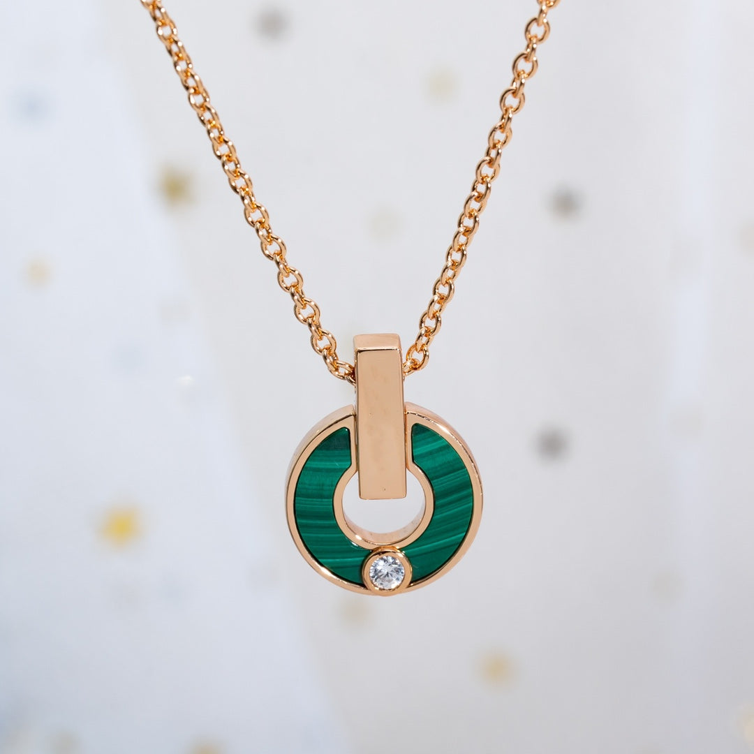 [RAFFINE]GARI COLLAR ORO ROSA MALAQUITA