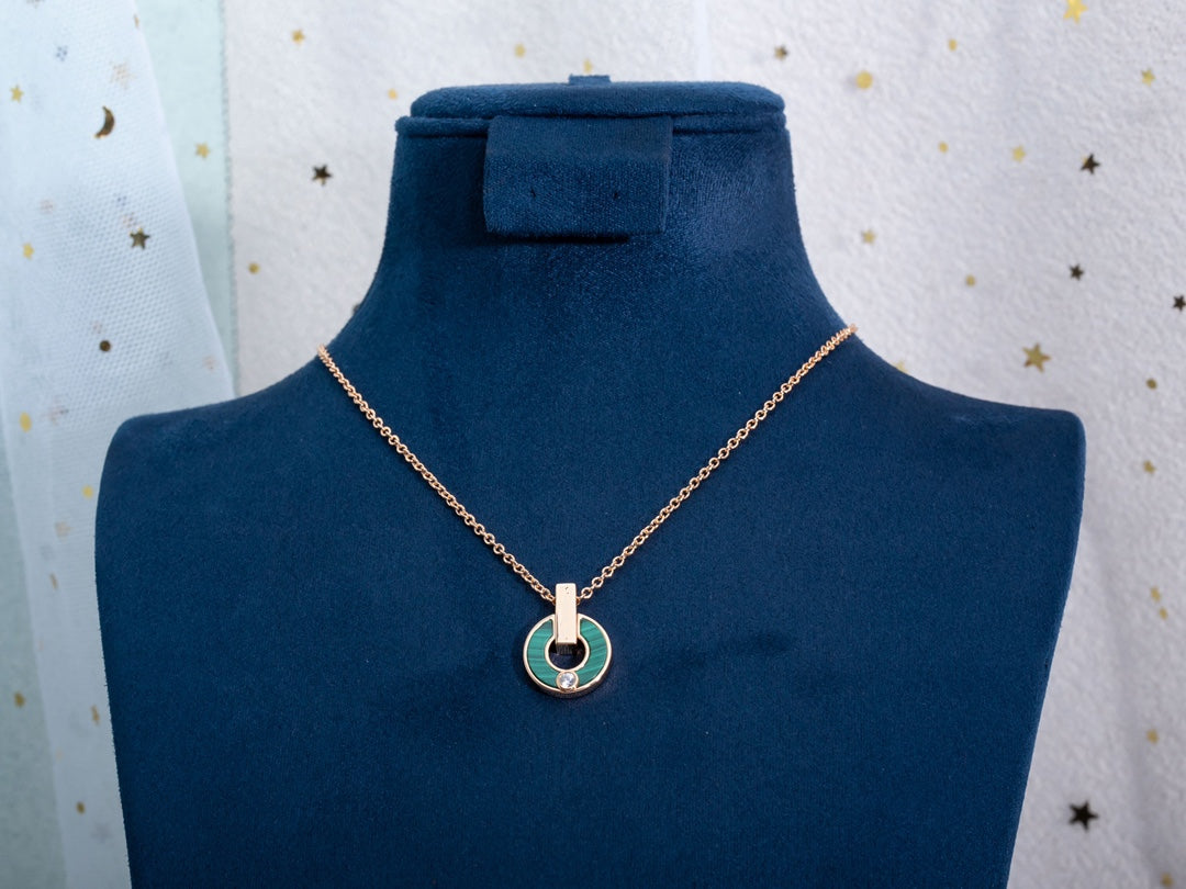 [RAFFINE]GARI COLLAR ORO ROSA MALAQUITA