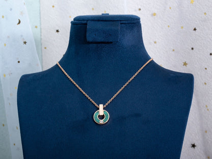 [RAFFINE]GARI COLLAR ORO ROSA MALAQUITA