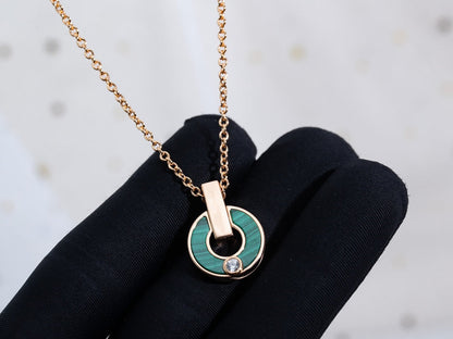 [RAFFINE]GARI COLLAR ORO ROSA MALAQUITA
