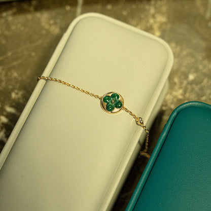 [RAFFINE]SUN MALACHITE 1 DIAMOND PINK GOLD BRACELET