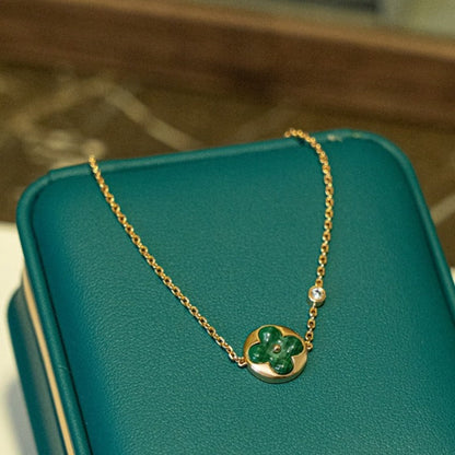 [RAFFINE]SUN MALACHITE 1 DIAMOND PINK GOLD BRACELET