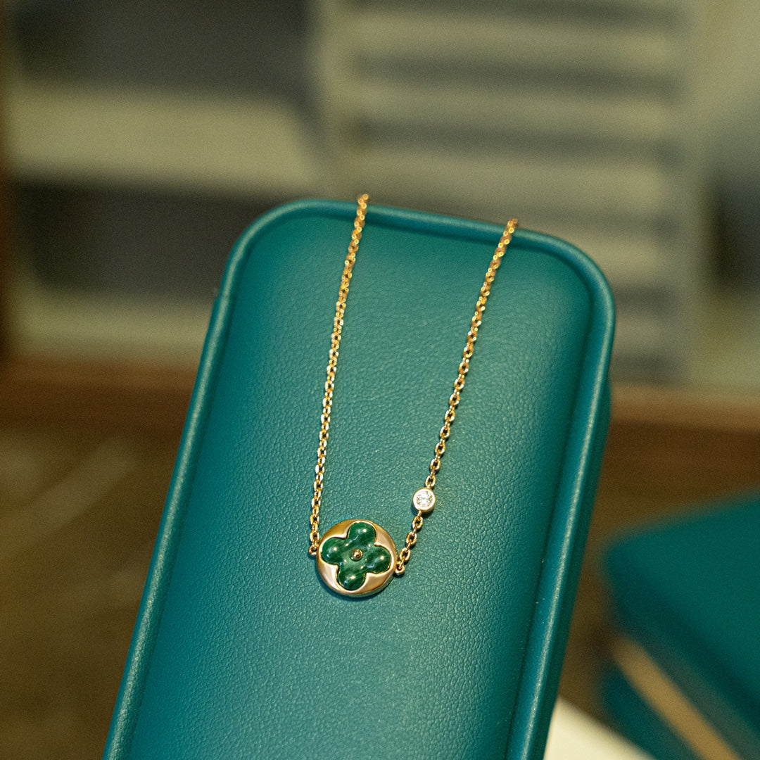 [RAFFINE]SUN MALACHITE 1 DIAMOND PINK GOLD BRACELET
