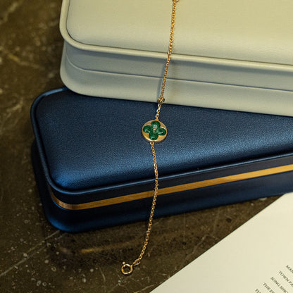 [RAFFINE]SUN MALACHITE 1 DIAMOND PINK GOLD BRACELET