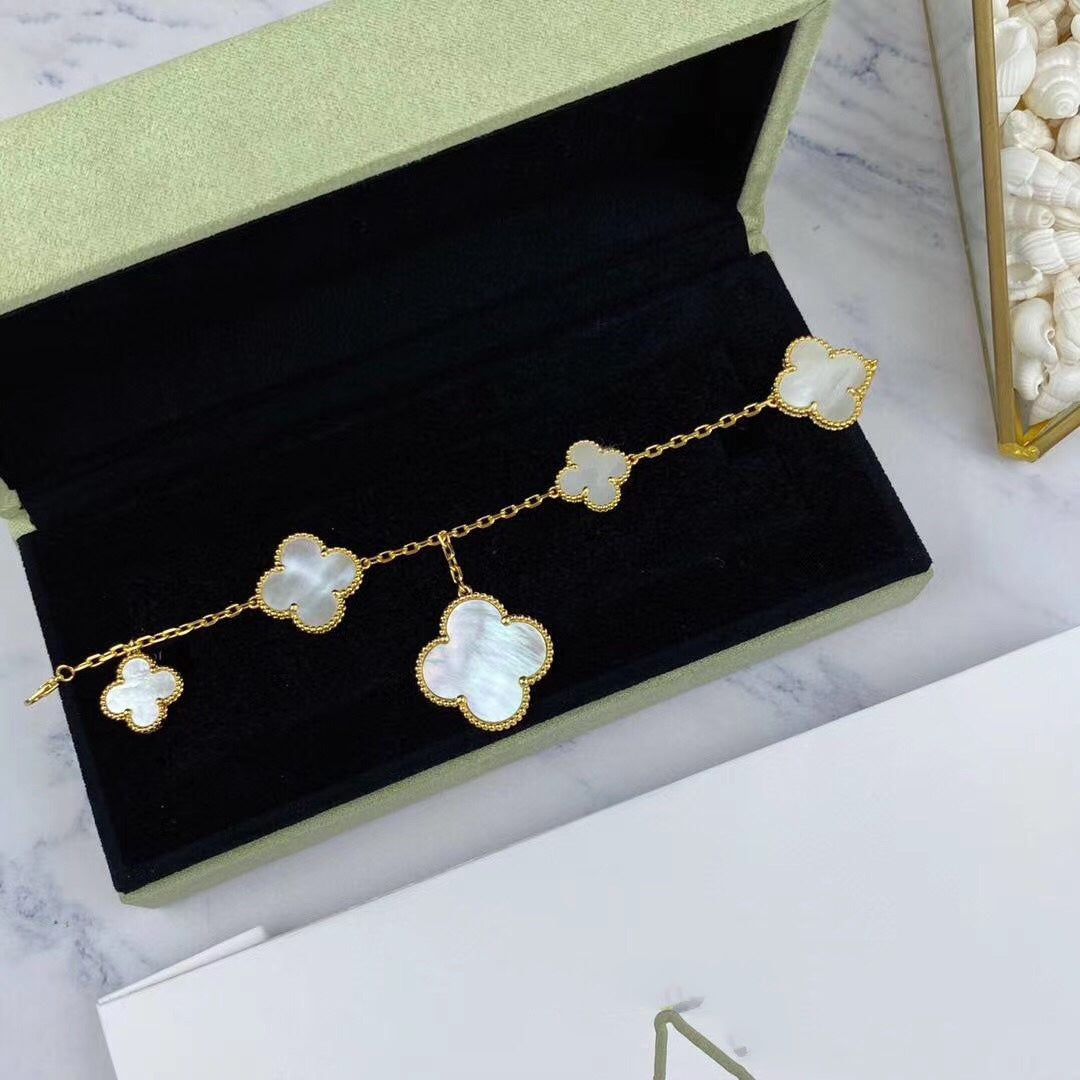 [RAFFINE]MAGIC CLOVER MOP GOLD BRACELET 5 MOTIFS